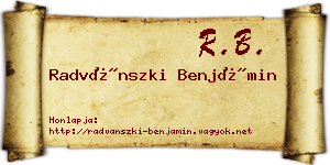 Radvánszki Benjámin névjegykártya