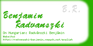 benjamin radvanszki business card